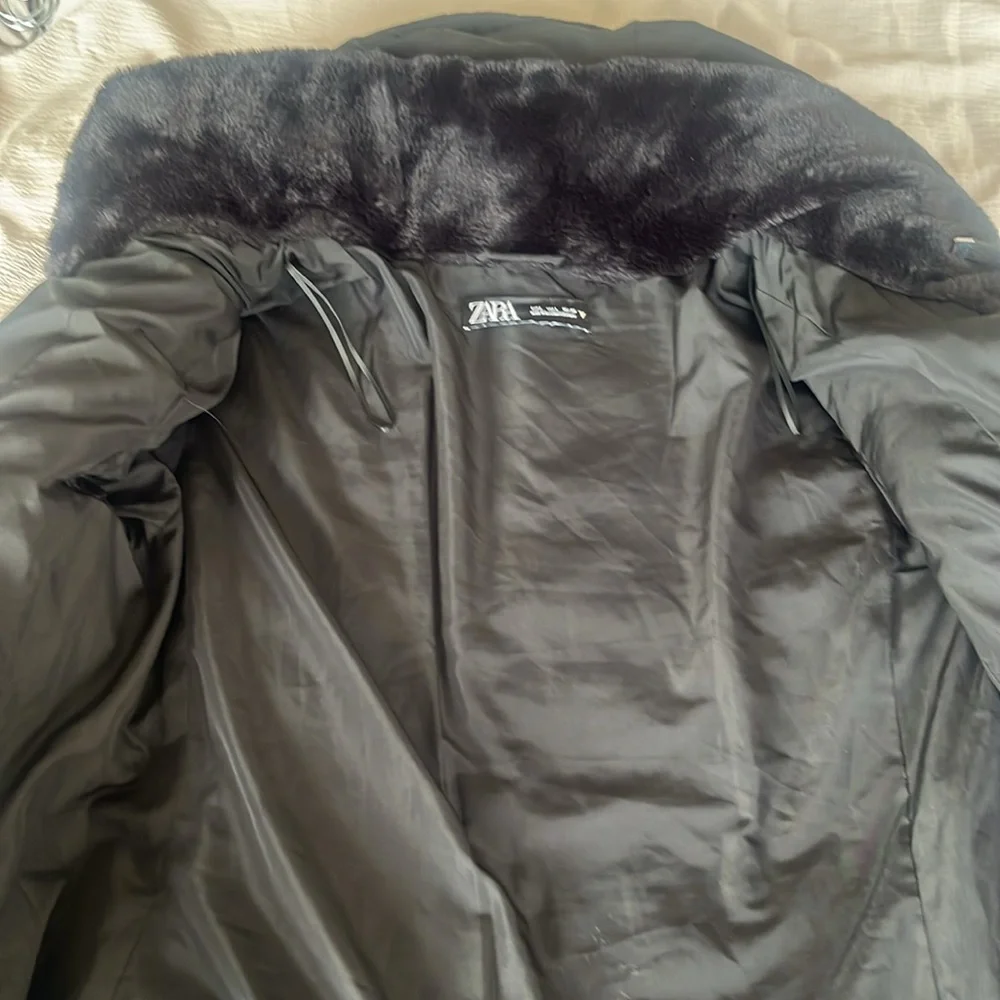 Zara Black Quilted Coat - Large - Picture 10 of 10